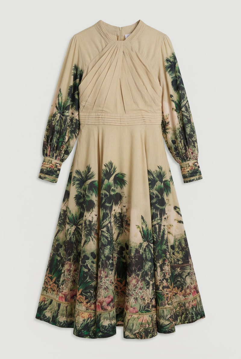 Plus Size Botanical Print Woven Balloon Sleeve Maxi Dress 2