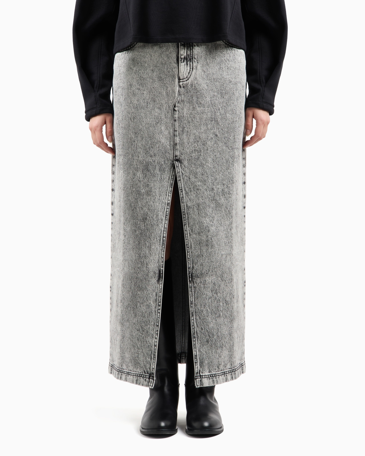 ASV BLACK BLUE CAPSULE COLLECTION LONG SKIRT IN OVER-DYED ORGANIC DENIM - 2