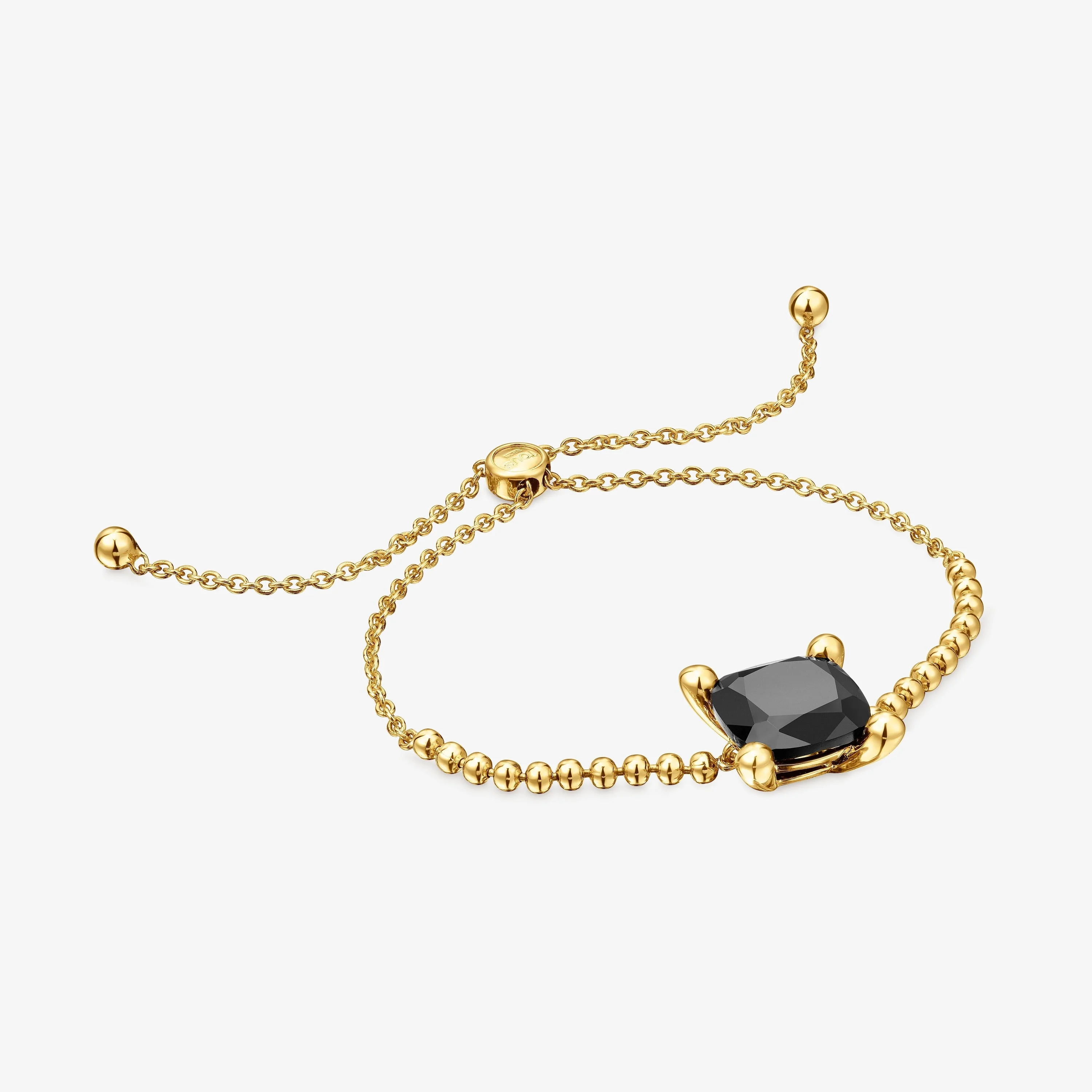 18K gold vermeil detail chain Bracelet with onyx Color Black - 1