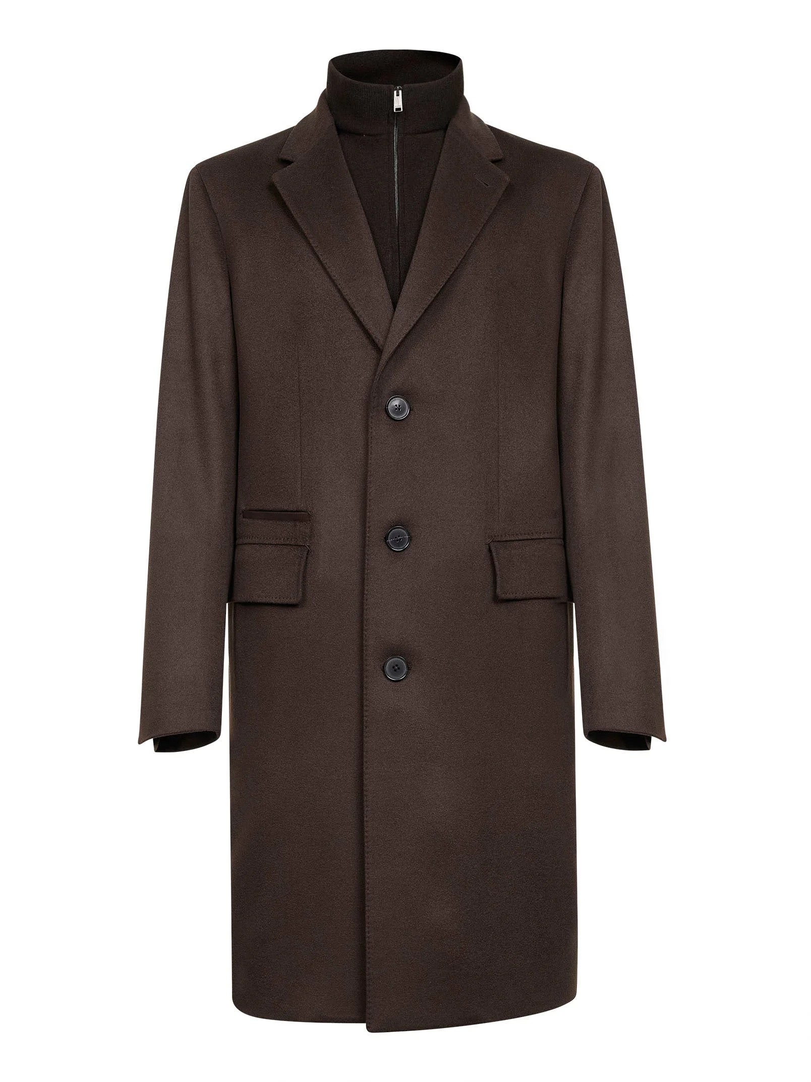 Brown Oasi Cashmere overcoat with bib - 1