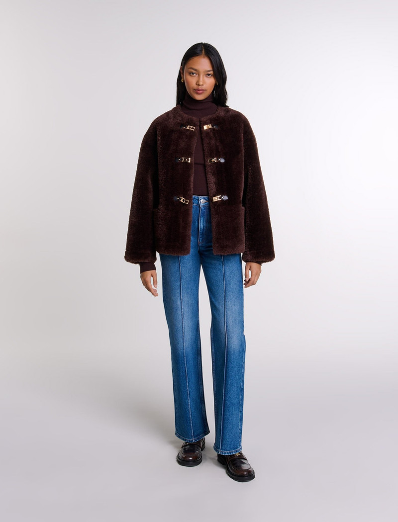 maje Short faux fur coat outlook