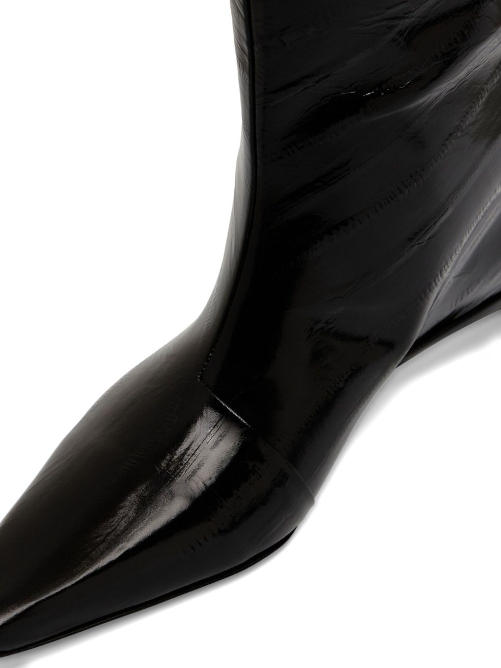 35mm Joan eel-effect leather beveled-toe boots - 4