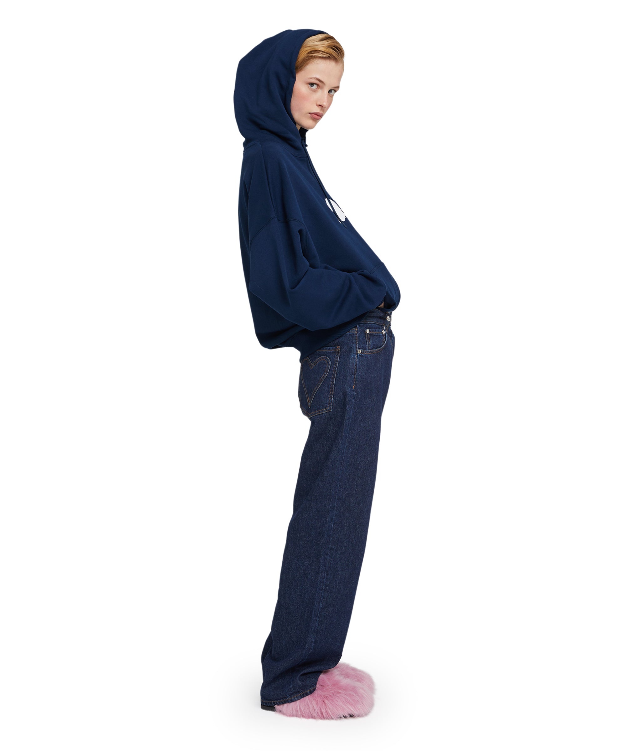 Felpa con cappuccio in cotone con logo pennellato MSGM - 9