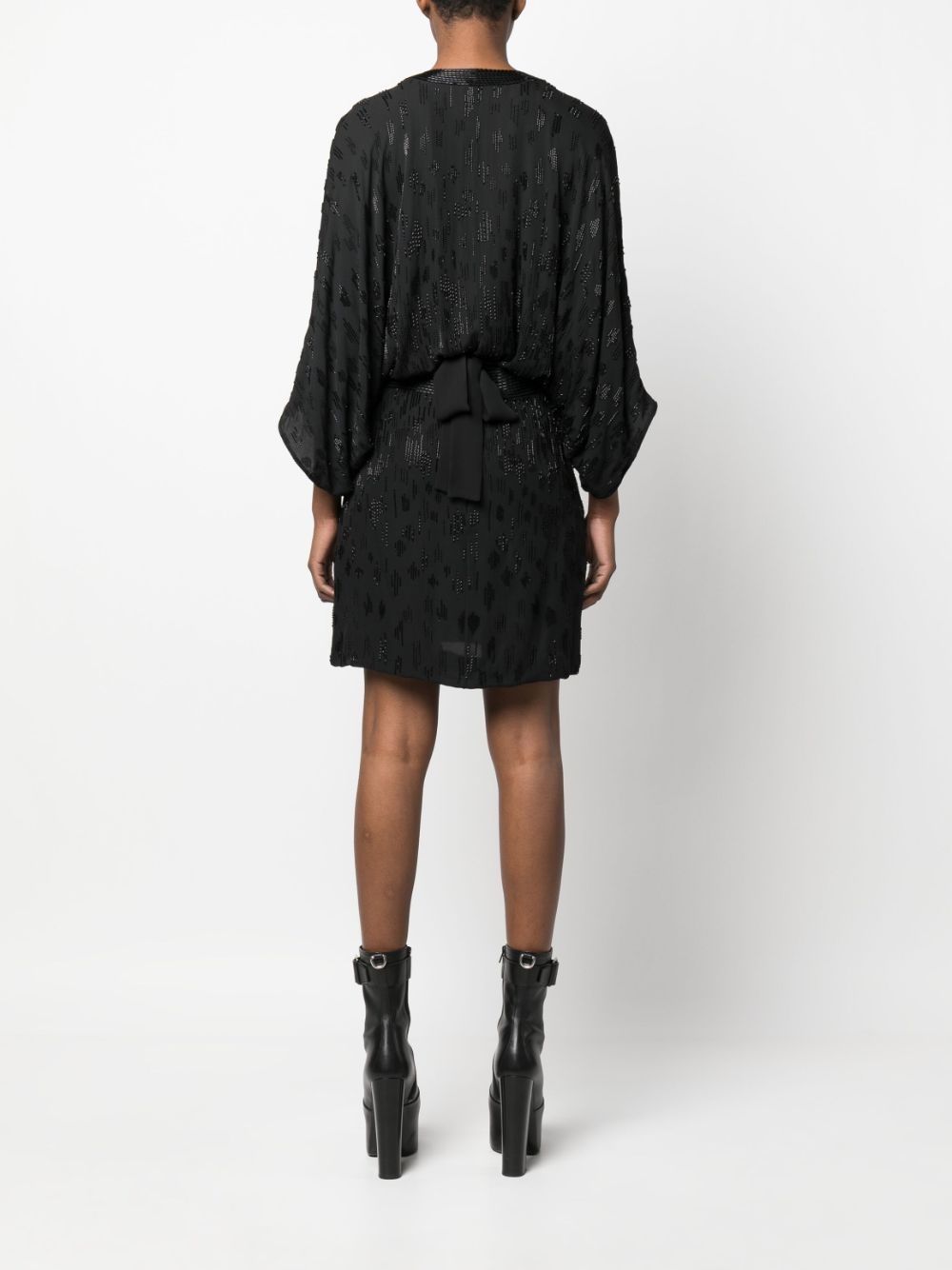 bead-embellished short silk dress - 4