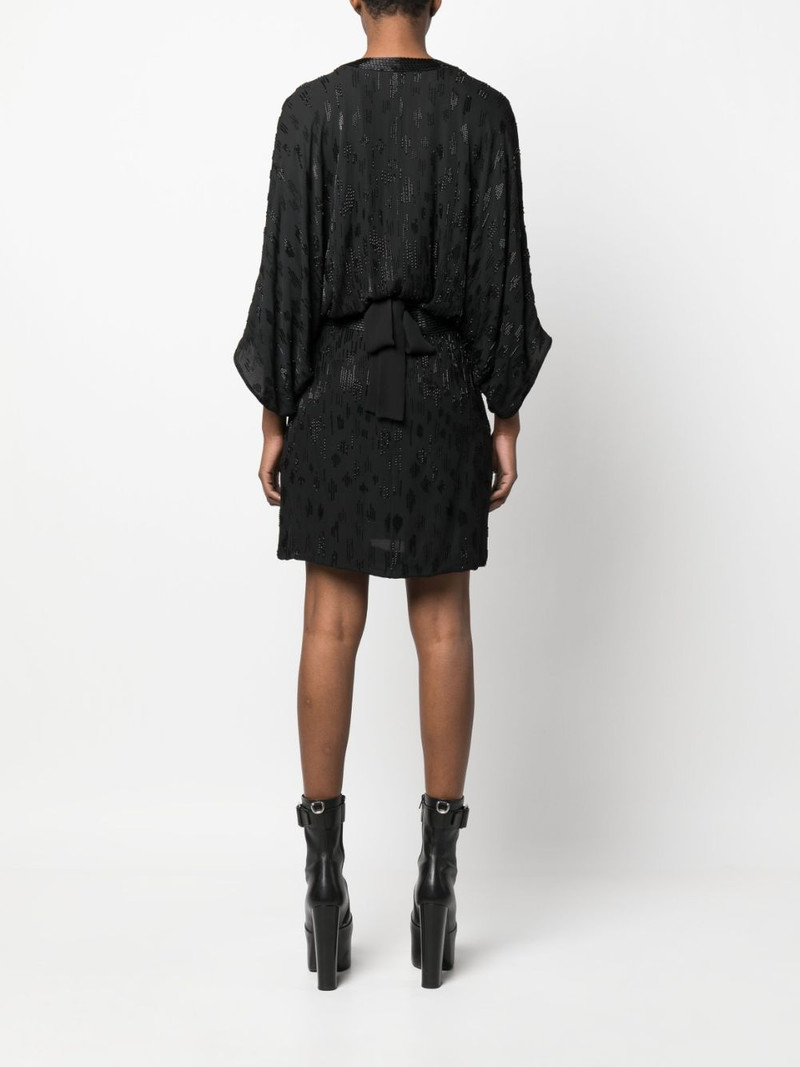 bead-embellished short silk dress 4