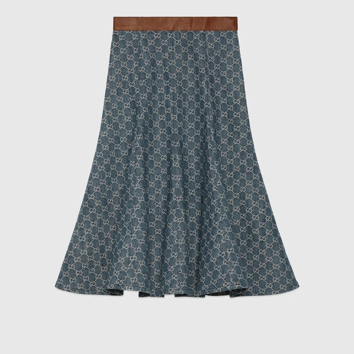 GG denim skirt with leather trim - 1