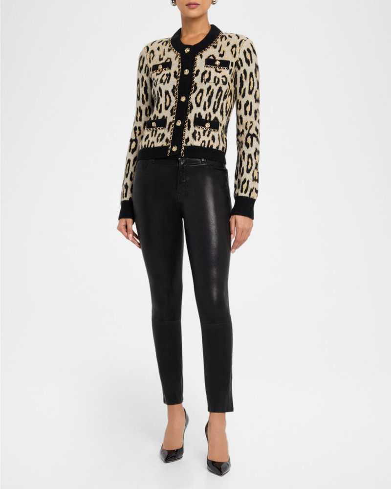 GENERATION LOVE Selma Leopard Chain-Trim Cardigan outlook