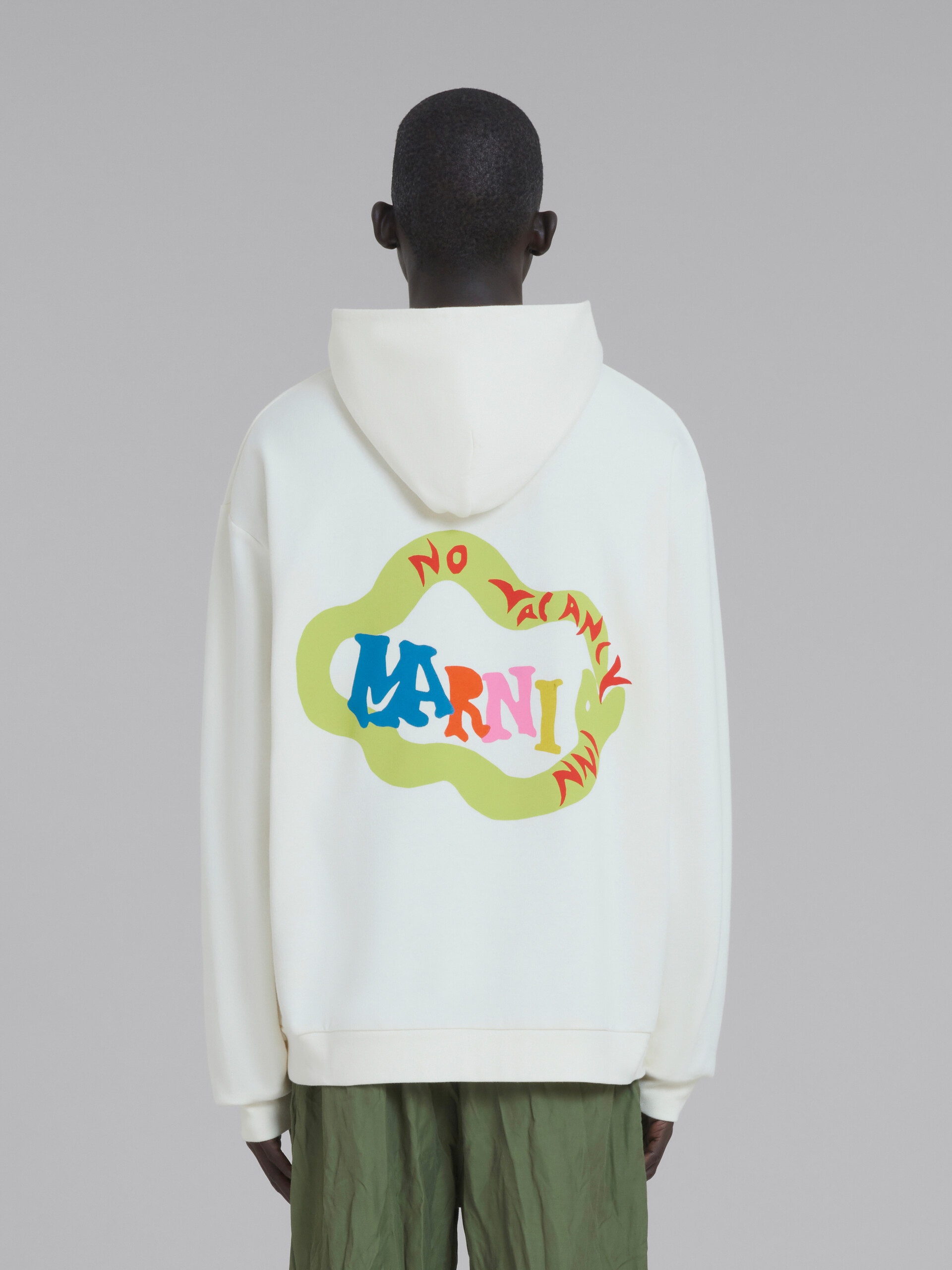 MARNI X NO VACANCY INN - WHITE SWEATSHIRT IN BIO COTTON JERSEY WITH SNAKE LOGO PRINT - 3