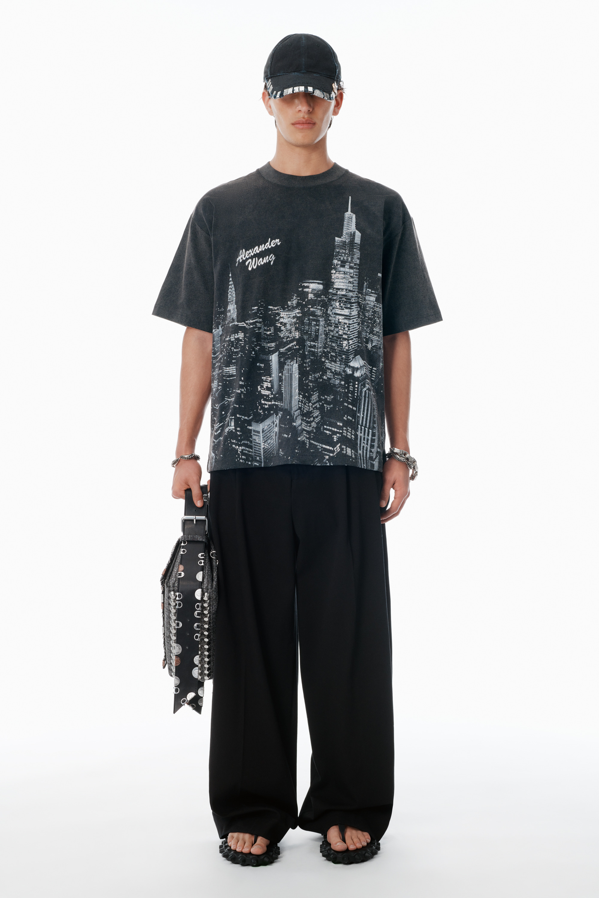 Black NY Skyline Crystal Hotfix T-Shirt - 5
