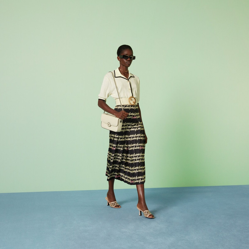 GUCCI Gucci script print silk skirt outlook