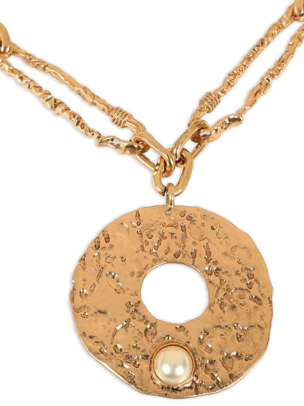 hammered-circle pendant necklace - 3