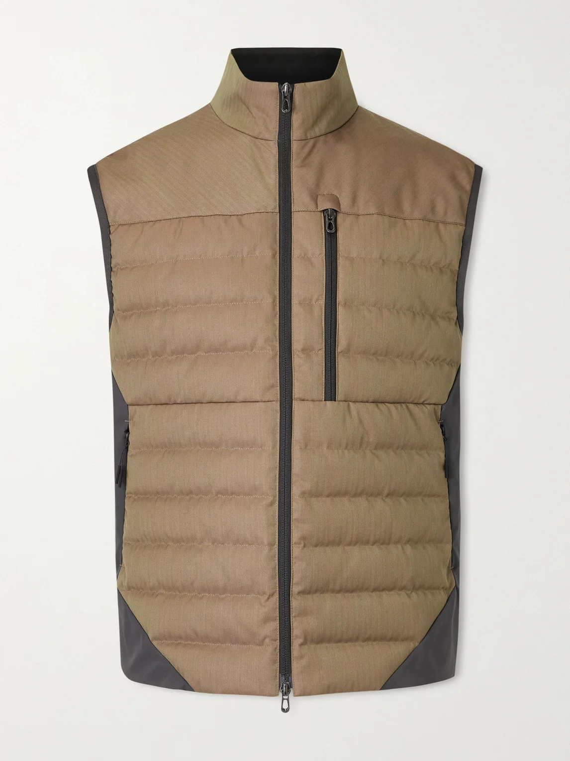 Intrepid Shell-Trimmed Quilted Herringbone Virgin Wool Down Gilet - 1