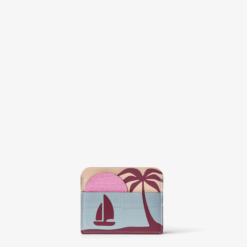 Fendi Postcard Card Case Multicolor leather and crocodile leather flat card holder 1