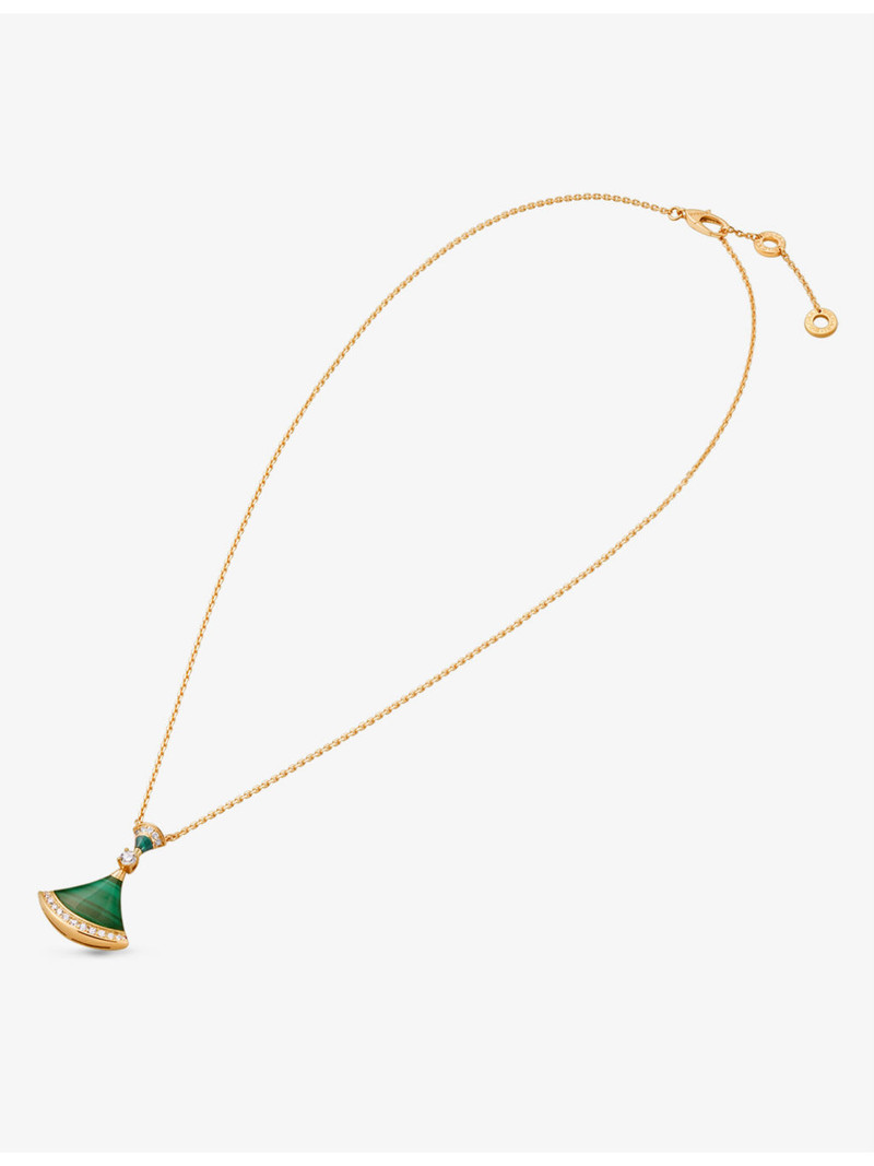 BVLGARI Divas' Dream 18ct rose-gold, 0.28 brilliant-cut diamond and malachite pendant necklace outlook