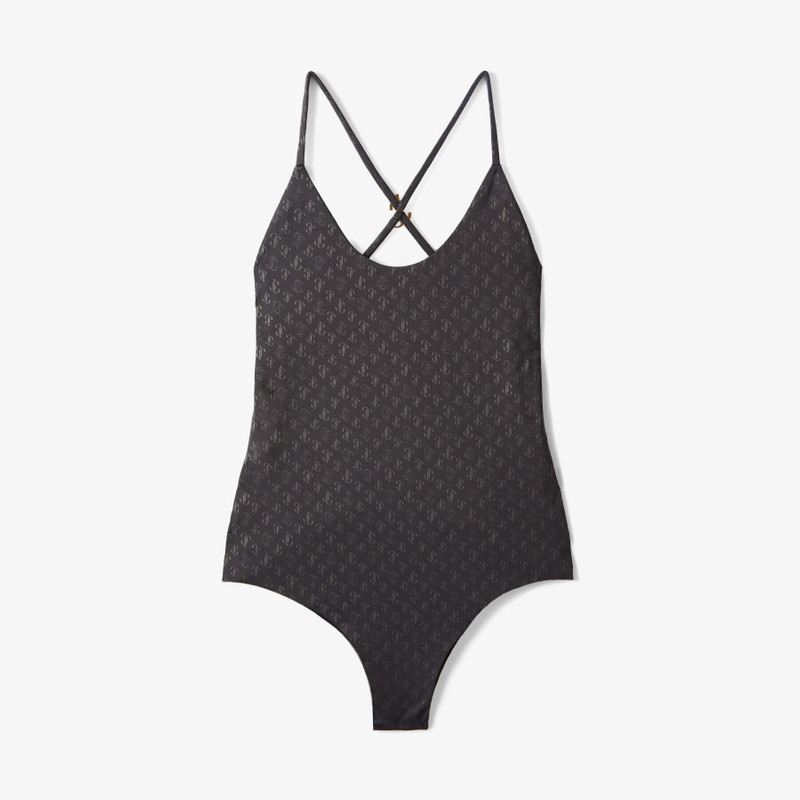 Eudora
Black JC Monogram-Print Regenerated Nylon and Lycra Cross-Strap Swimsuit 1