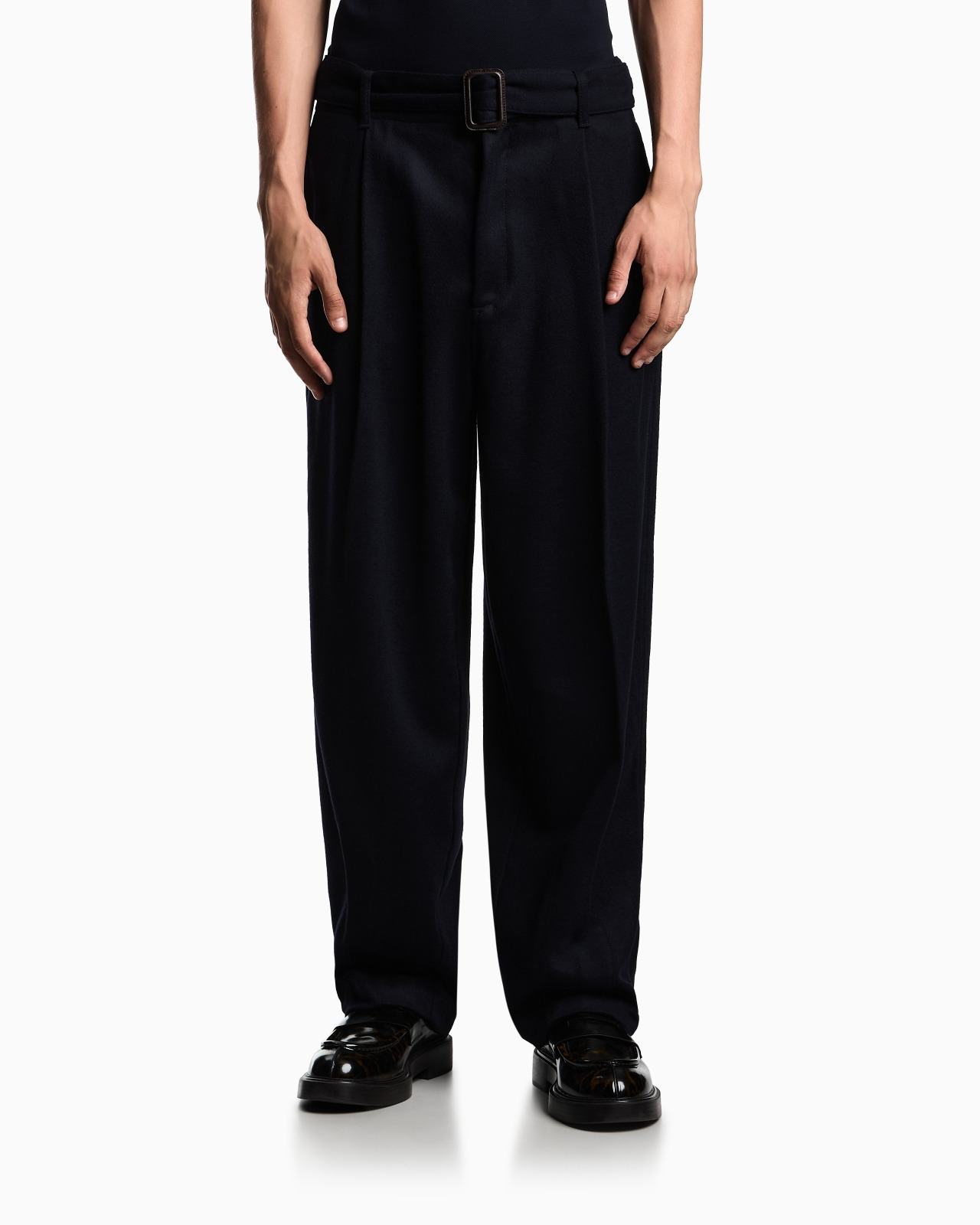 VIRGIN WOOL TROUSERS WITH BELT - 4