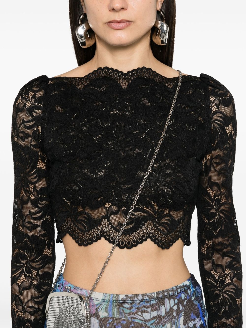 floral-lace cropped top - 5