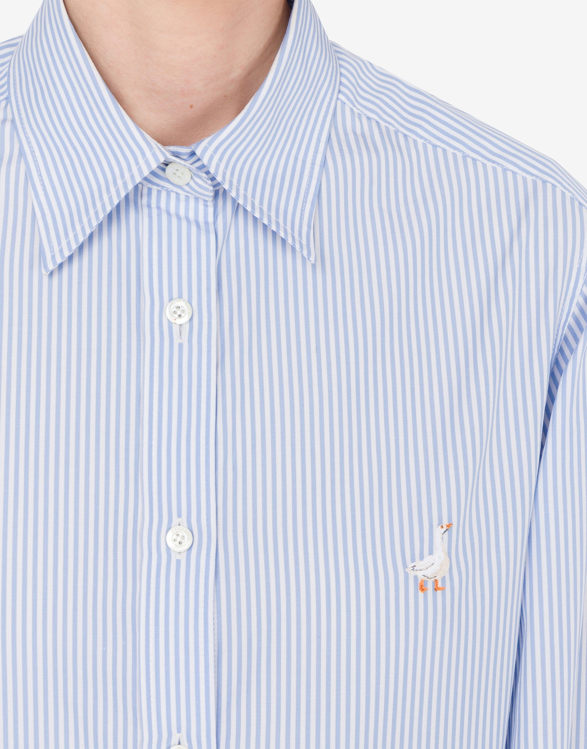 STRIPED POPLIN SHIRT GOOSE EMBROIDERY - 3