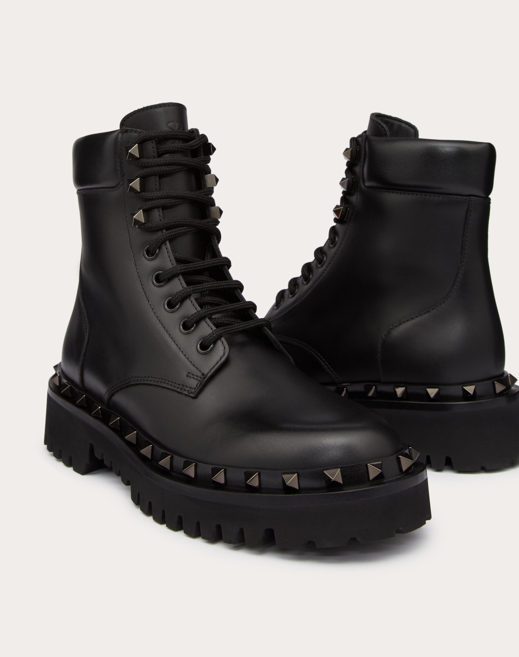 ROCKSTUD CALFSKIN COMBAT BOOT WITH MATCHING STUDS 50MM - 5