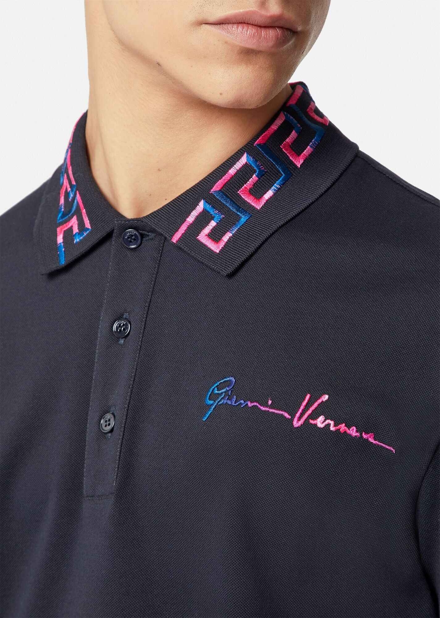 Greca Embroidered Polo Shirt - 5