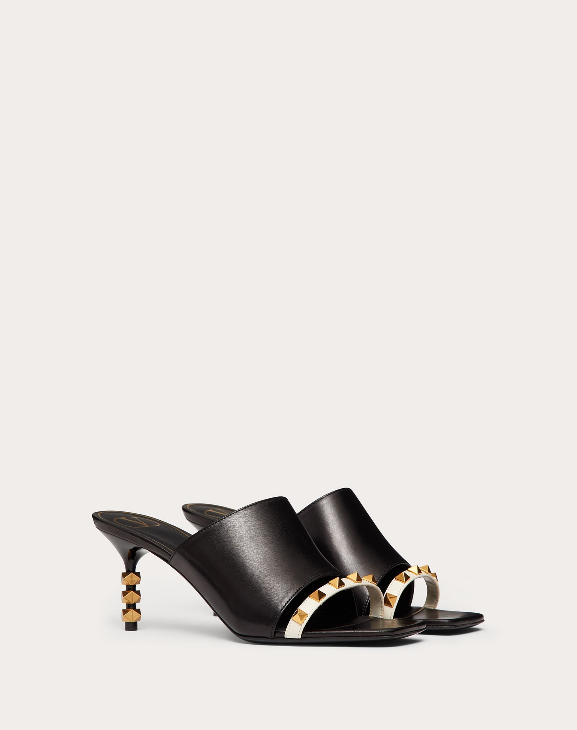 Rockstud Slide Sandal in kidskin with sculpted heel 70 mm - 2