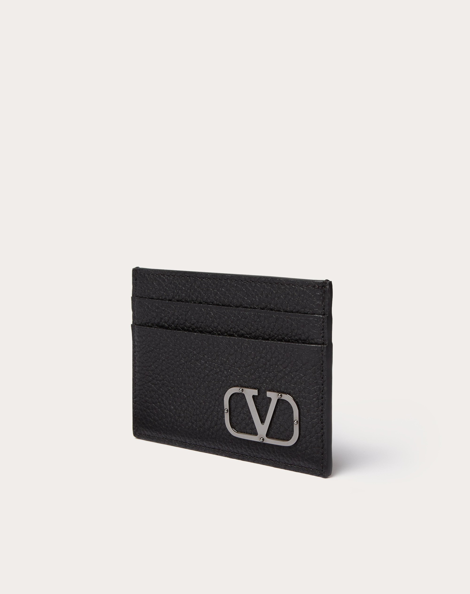 VLOGO TYPE CARD HOLDER IN GRAINY CALFSKIN - 4