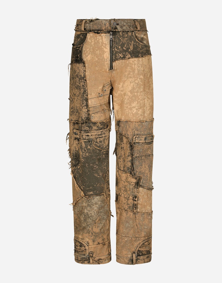 Straight-leg patchwork denim jeans - 1
