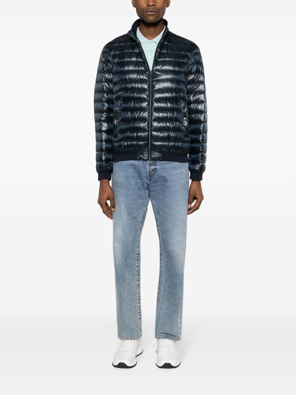 ribbed-trim quilted jacket - 2