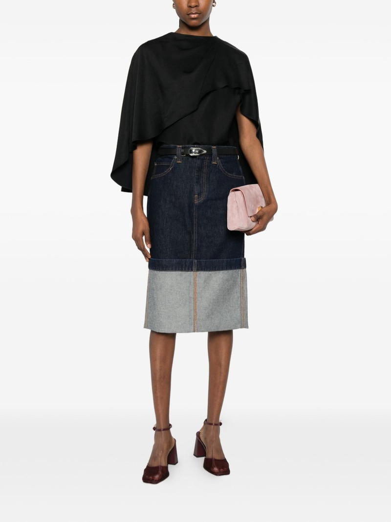 KHAITE Kilian cuffed denim midi skirt outlook