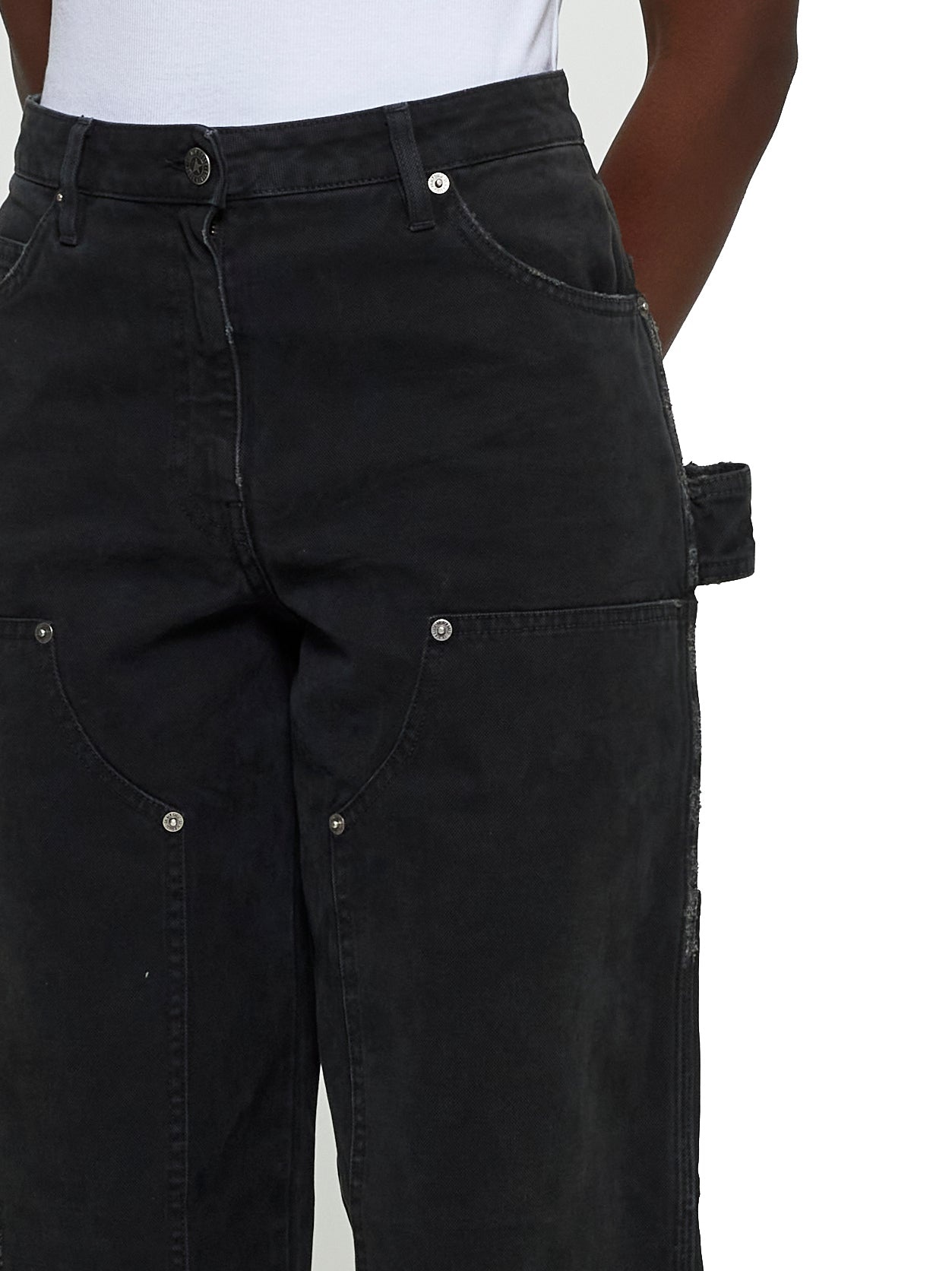 Black denim jeans with patches - 5