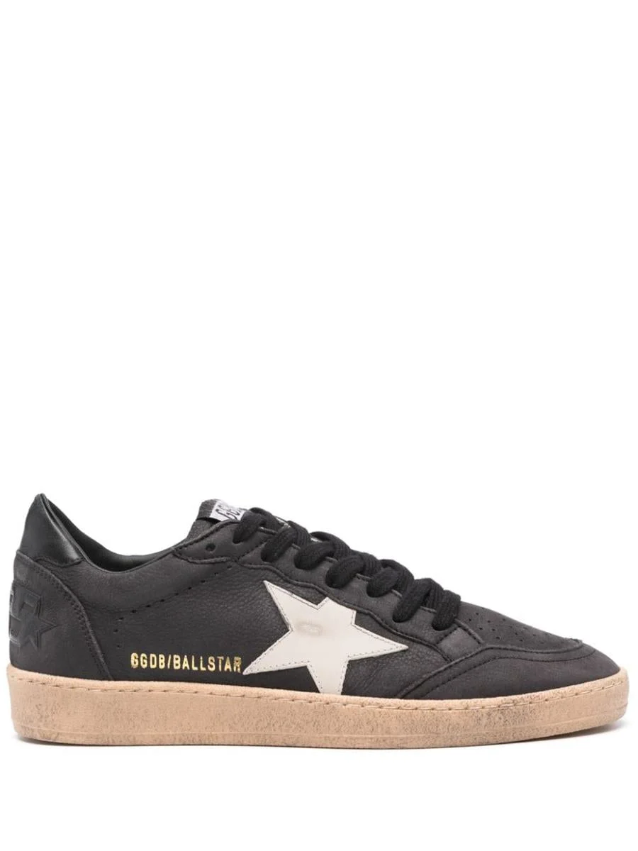 Golden Goose 'Ball Star' Black Low Top Sneakers With Star Patch In Leather Man - 1