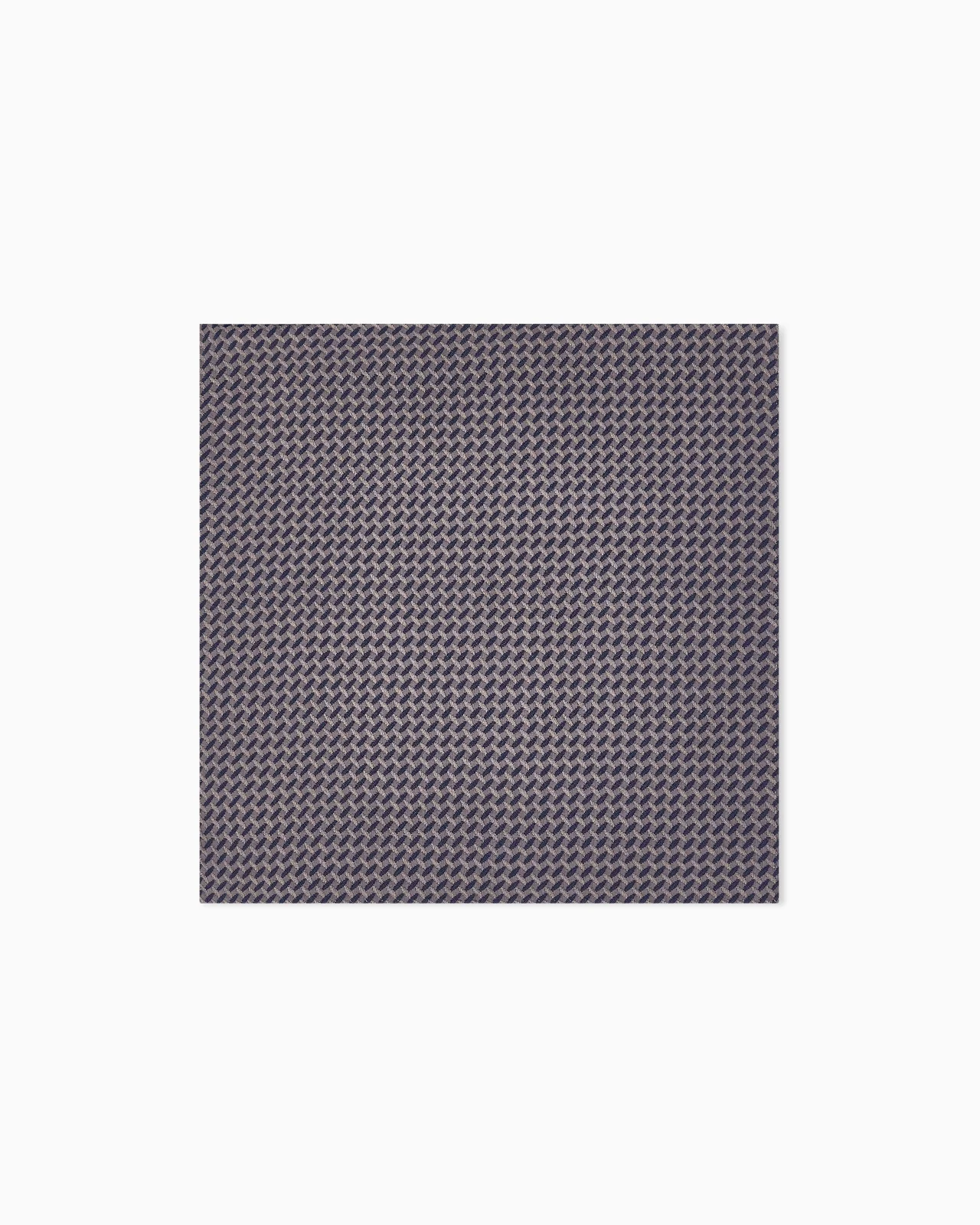 SILK POCKET SQUARE WITH HERRINGBONE PATTERN - 1