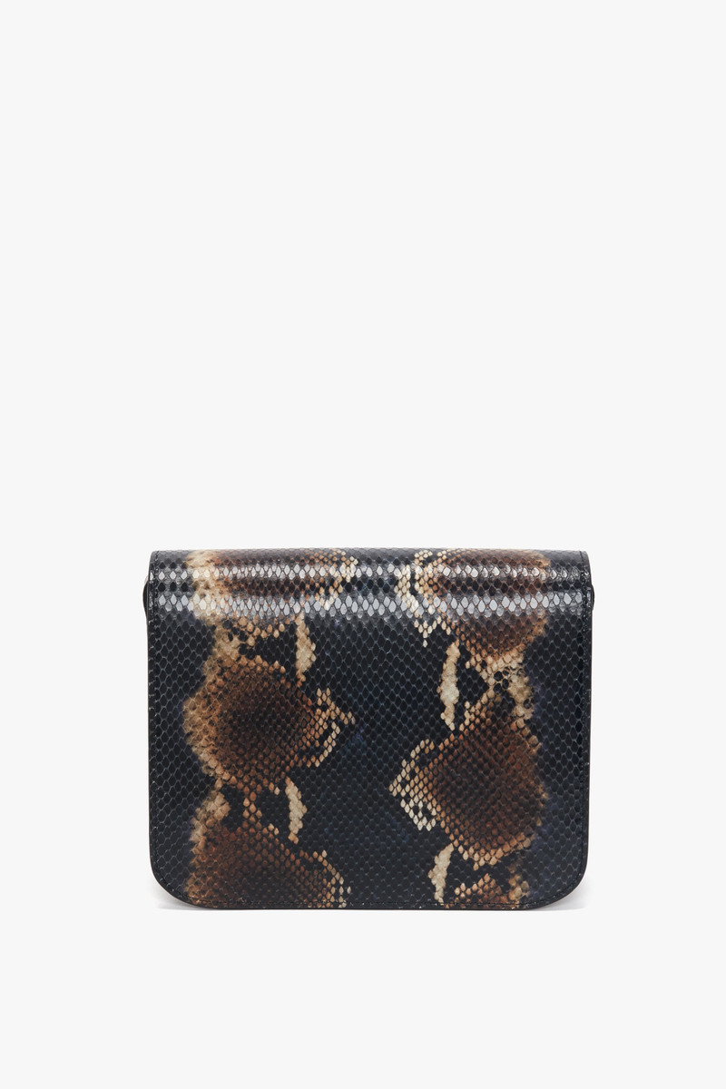 Chain Shoulder Bag In Navy-Brown Leather 4