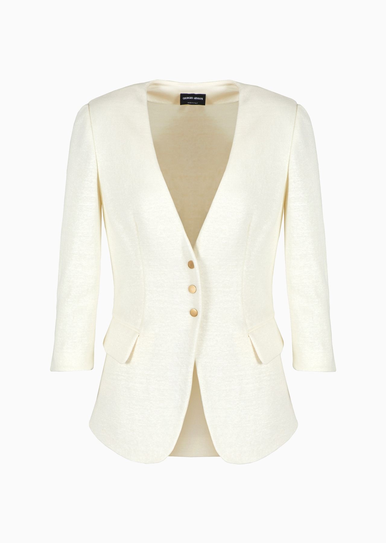 Single-breasted jacket in linen and viscose double jersey - 1