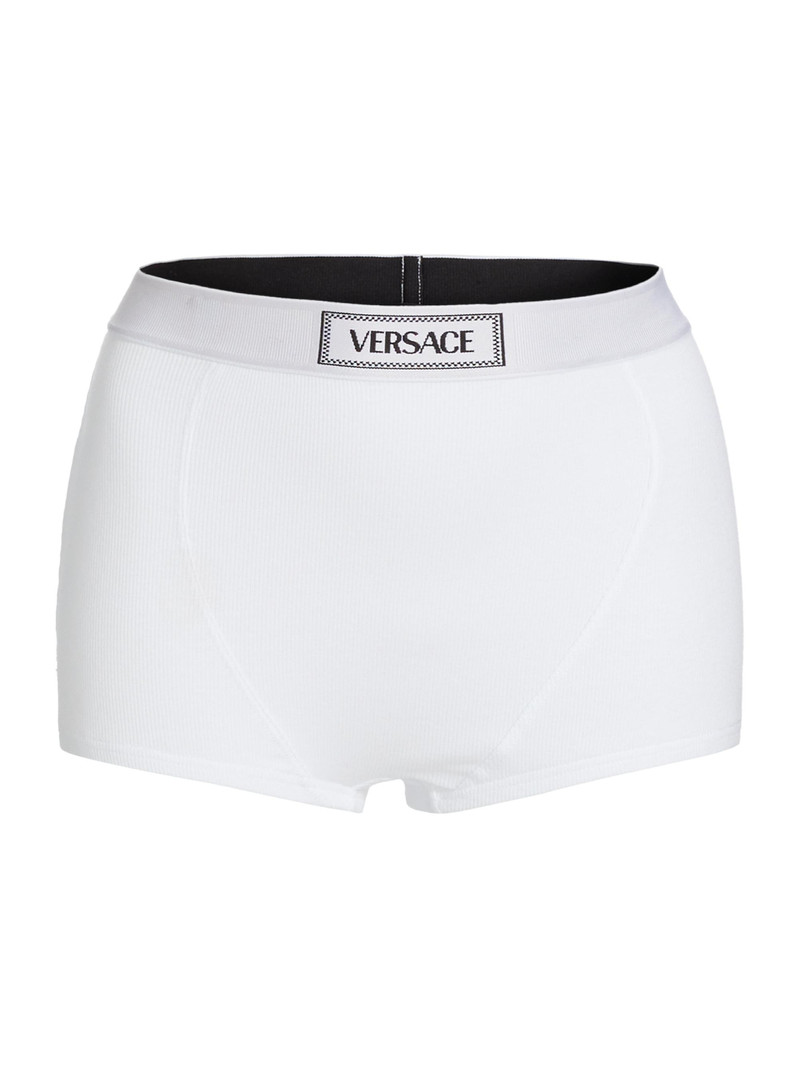 Women's Culotte High-Waisted Rib-Knit Boyshort - White 1