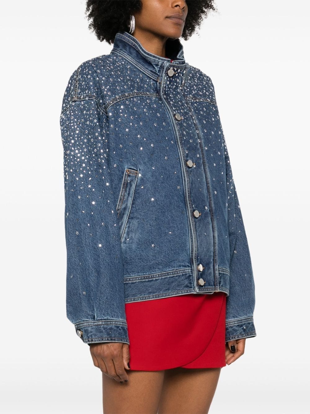 crystal-embellished denim jacket - 3