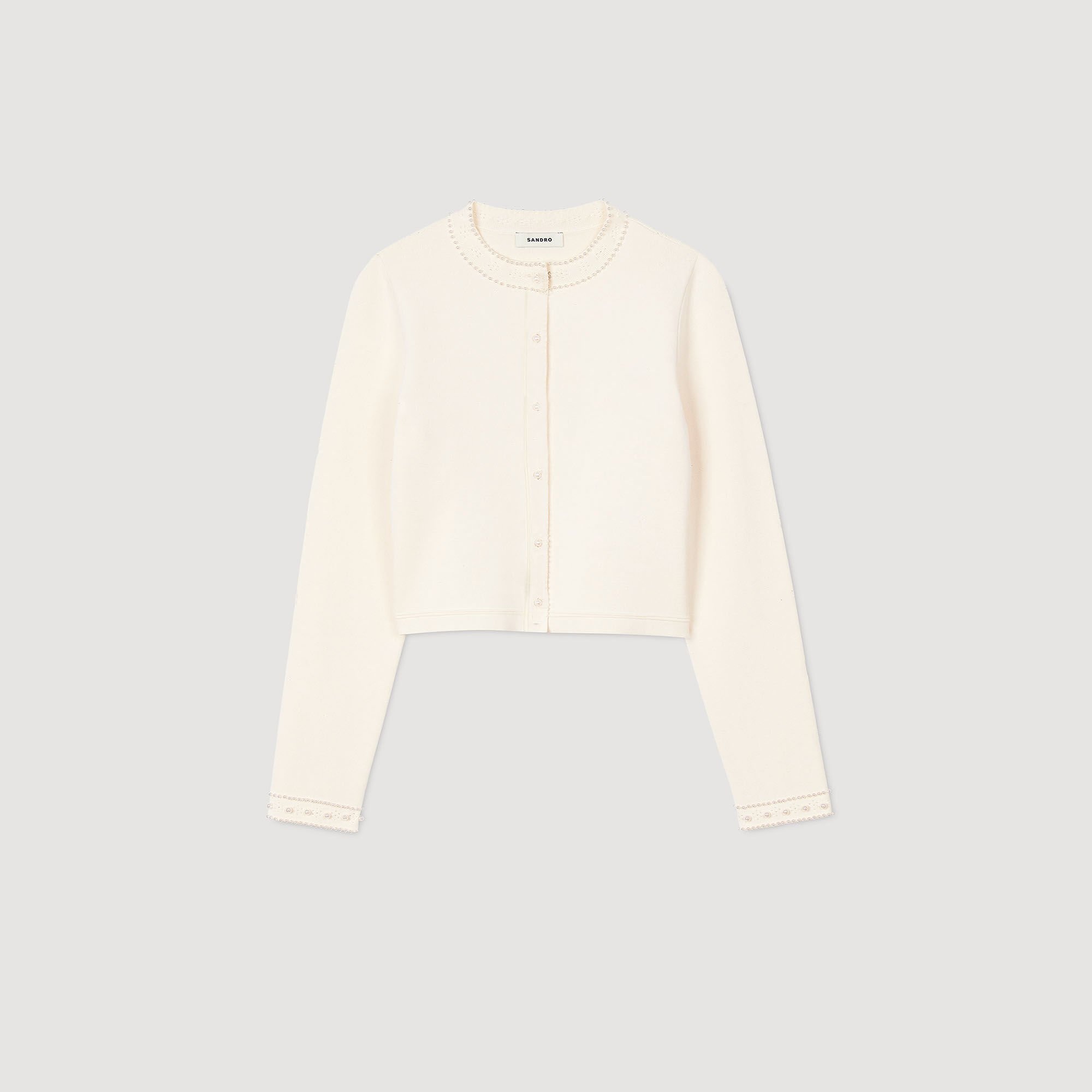 CROPPED CARDIGAN WITH PEARL BUTTONS - 6