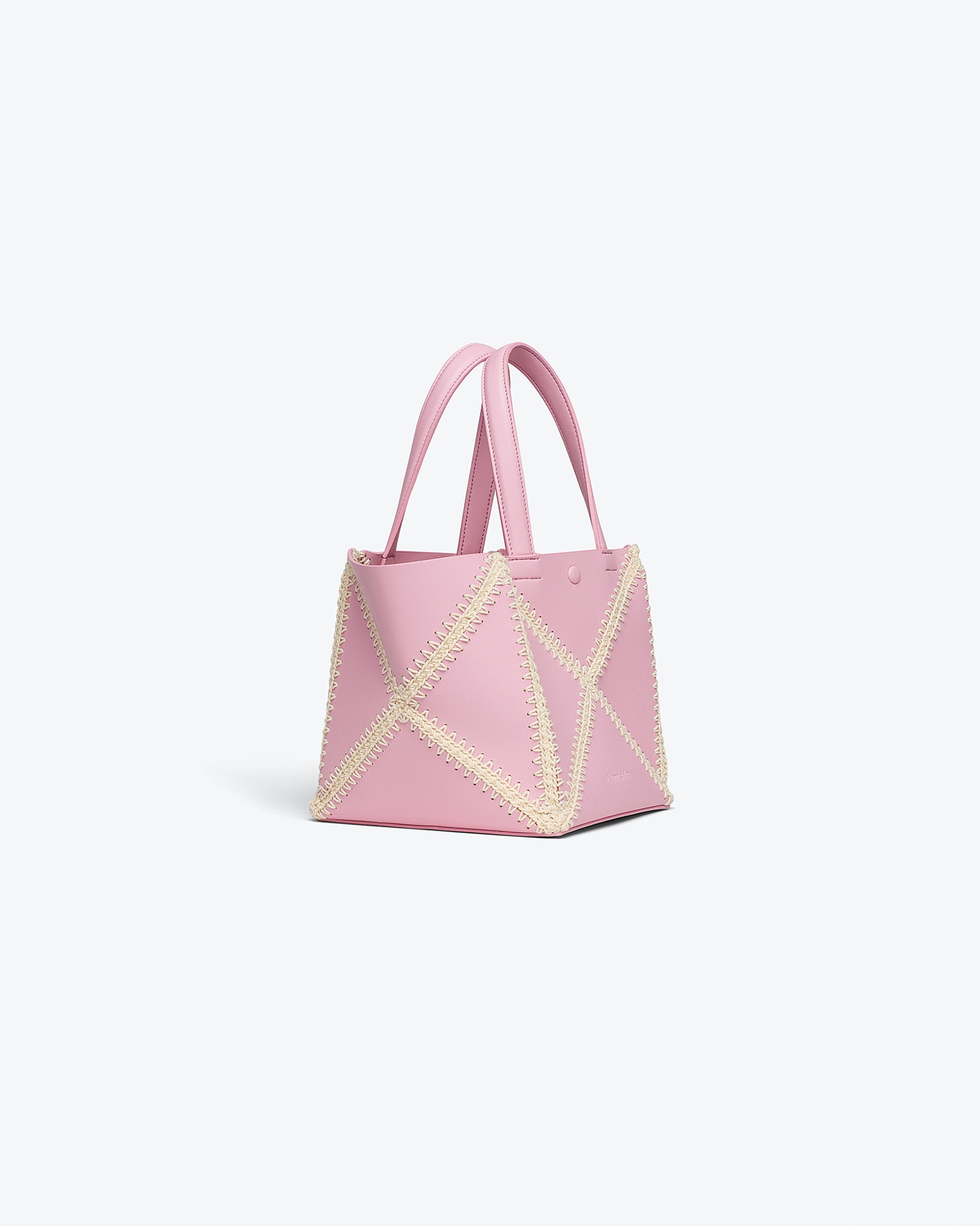 THE ORIGAMI MINI - Alt-nappa patchwork tote - Pink/creme - 2