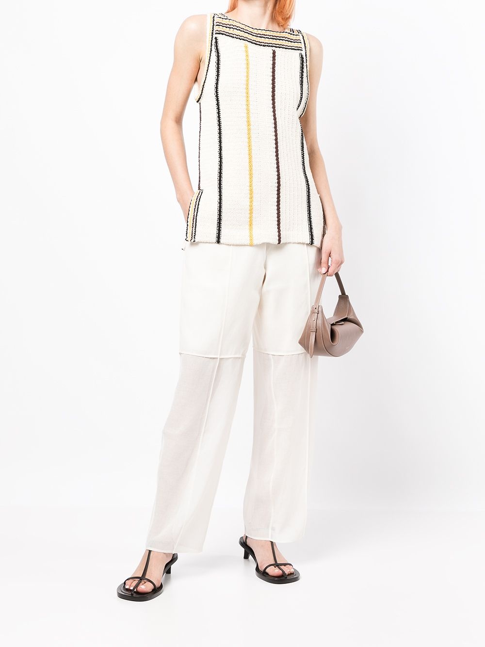 high-waisted pressed-crease straight-leg trousers - 2