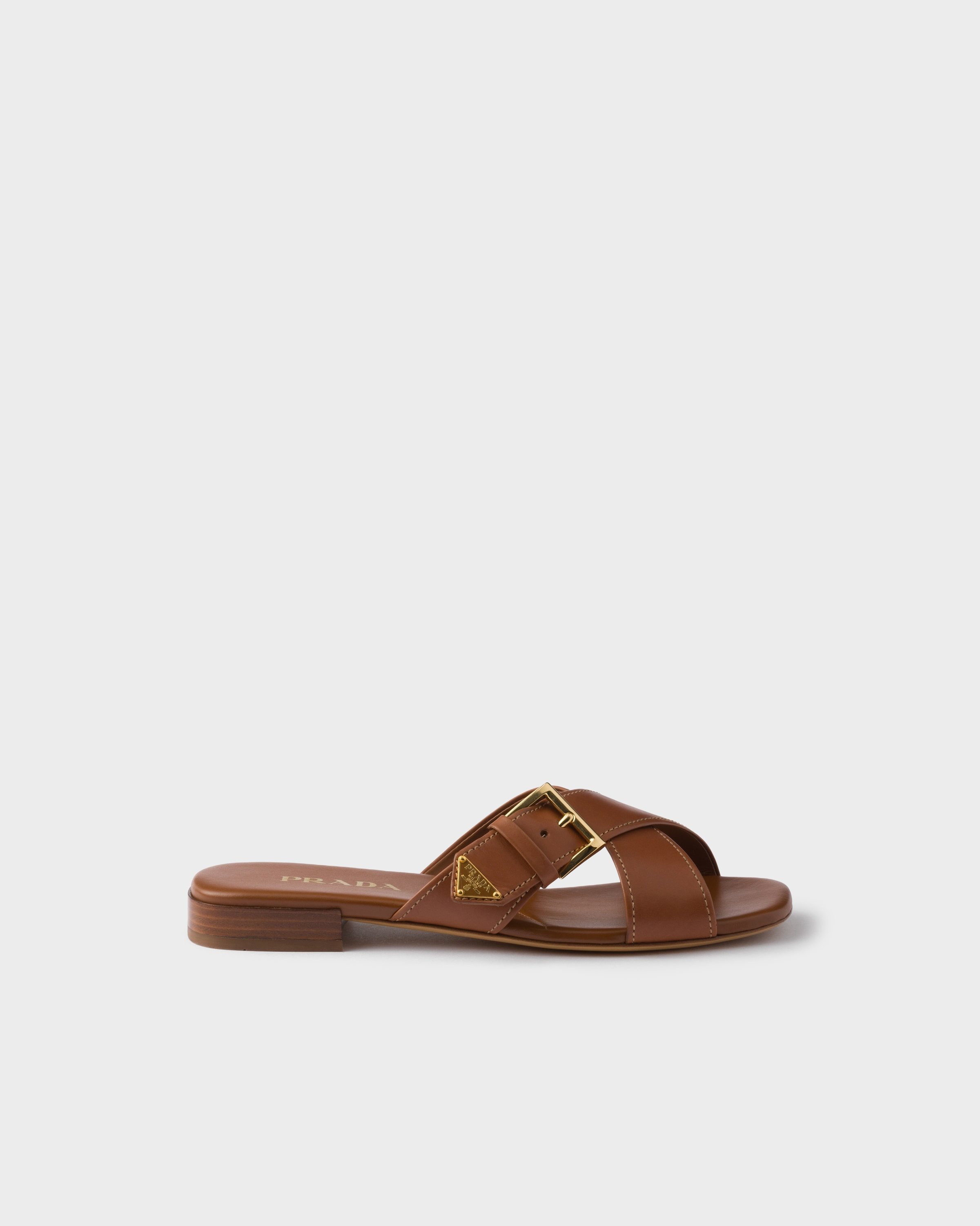 Leather crisscross slides with buckle - 2