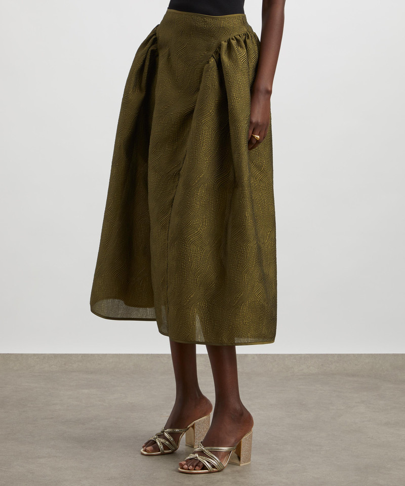 Fabiola Olive Kaze Matelassé Skirt 3