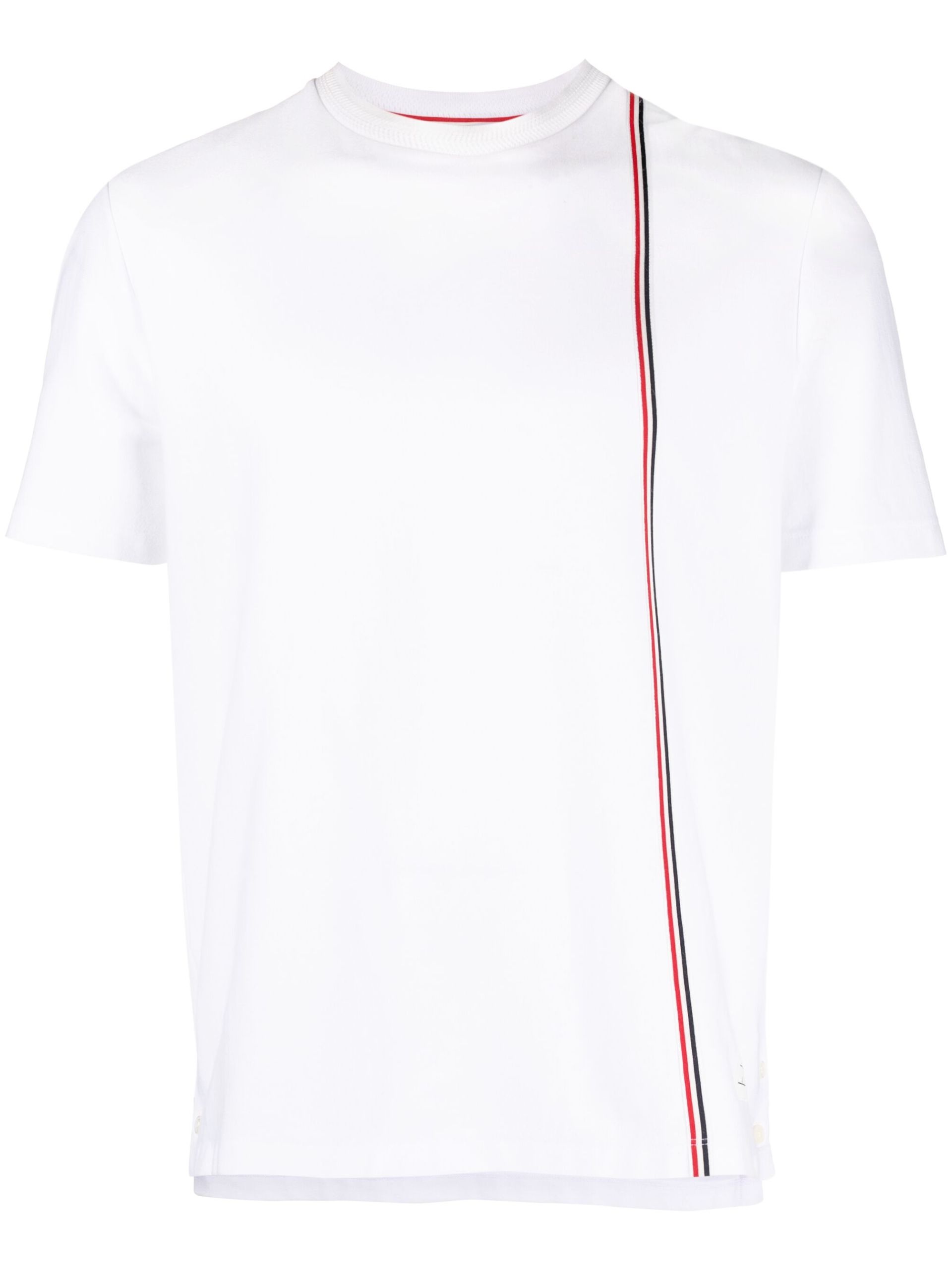 White RWB Stripe-Print Cotton T-Shirt - 1