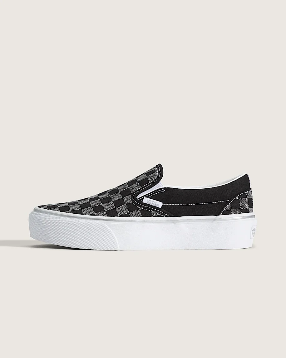 Classic Slip-On Platform Checkerboard Shoe - 1