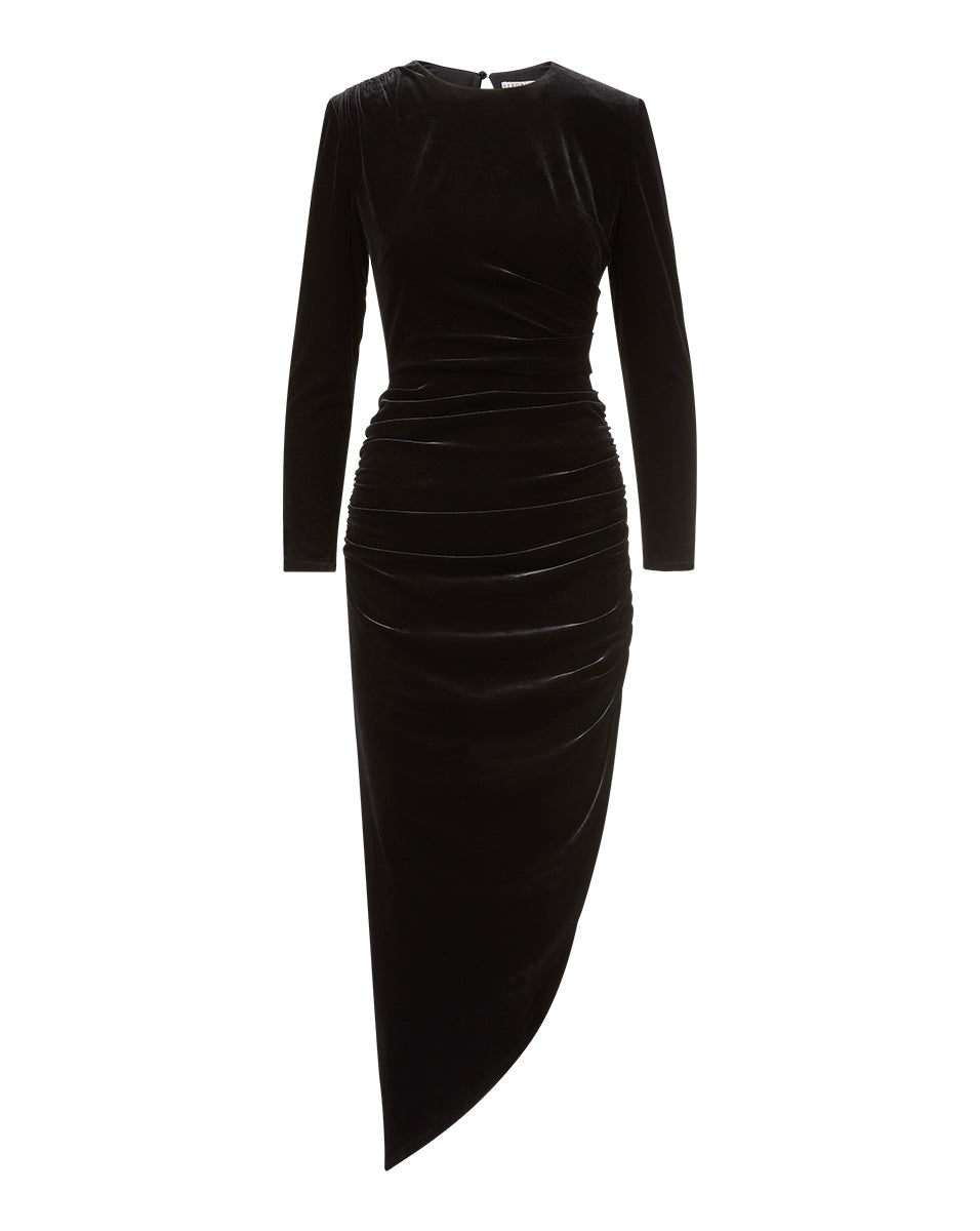 TRISTANA STRETCH-VELVET DRESS - 1