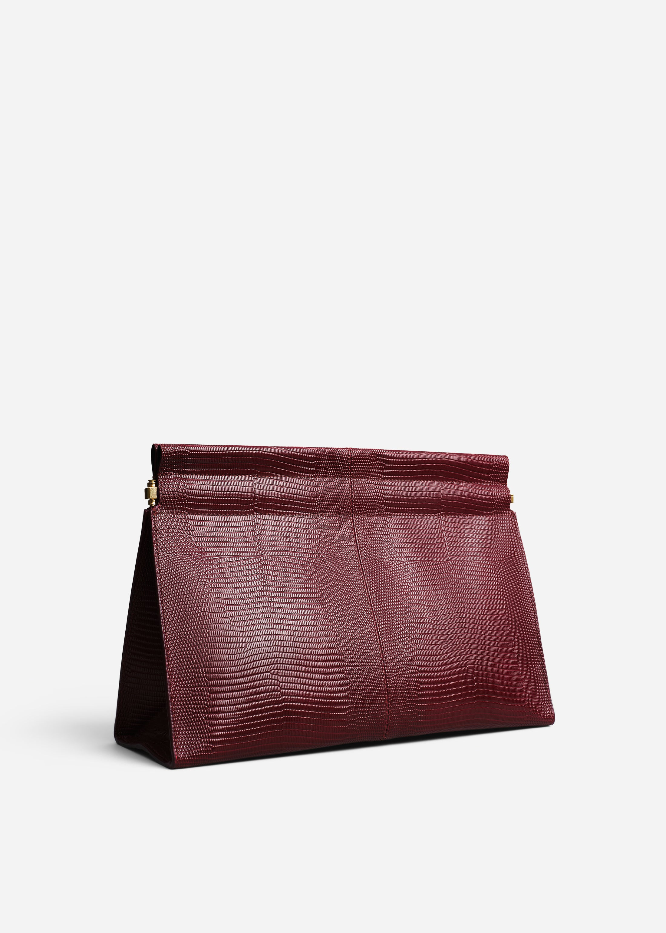 Large Leather Clutch in Burgundy - 2