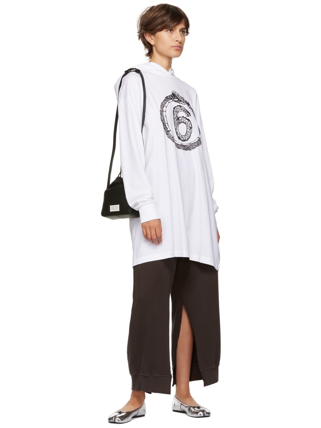 ★MM6 Maison Margiela★ Cotton Hooded Dress White S62CT0224S MM6 Maison Margiela White Oversized Hooded Minidress