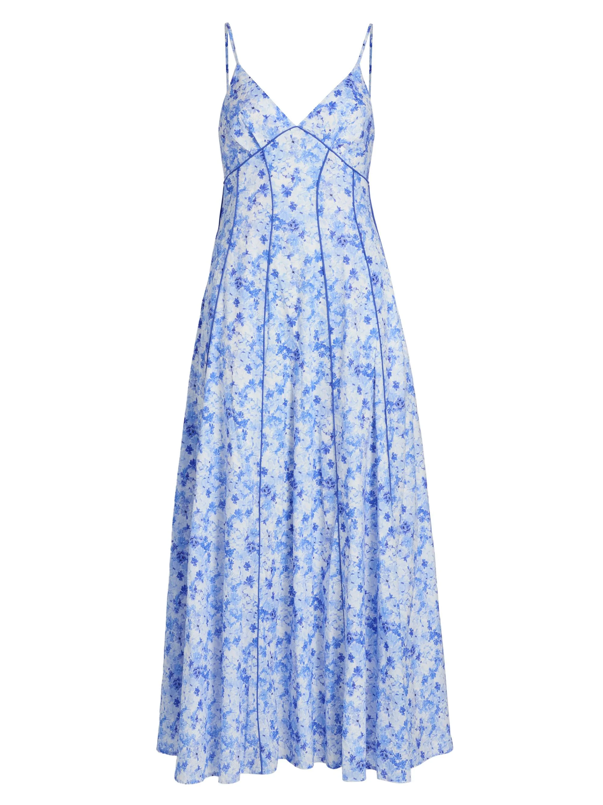 Women's Cami Floral Cotton Poplin Maxi Dress - Blue Multi - 1