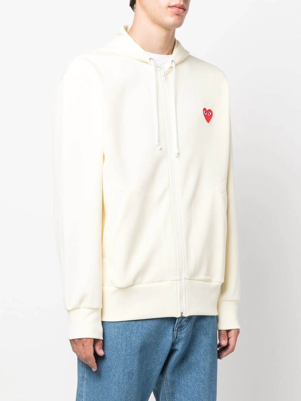 heart-patch zip-up hoodie - 3