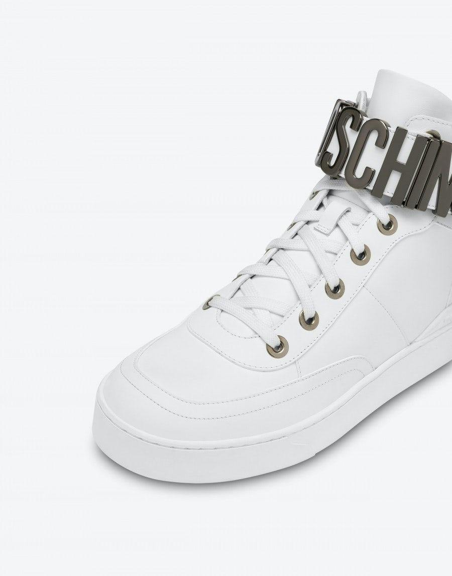 LETTERING LOGO CALFSKIN HIGH-SNEAKERS - 4