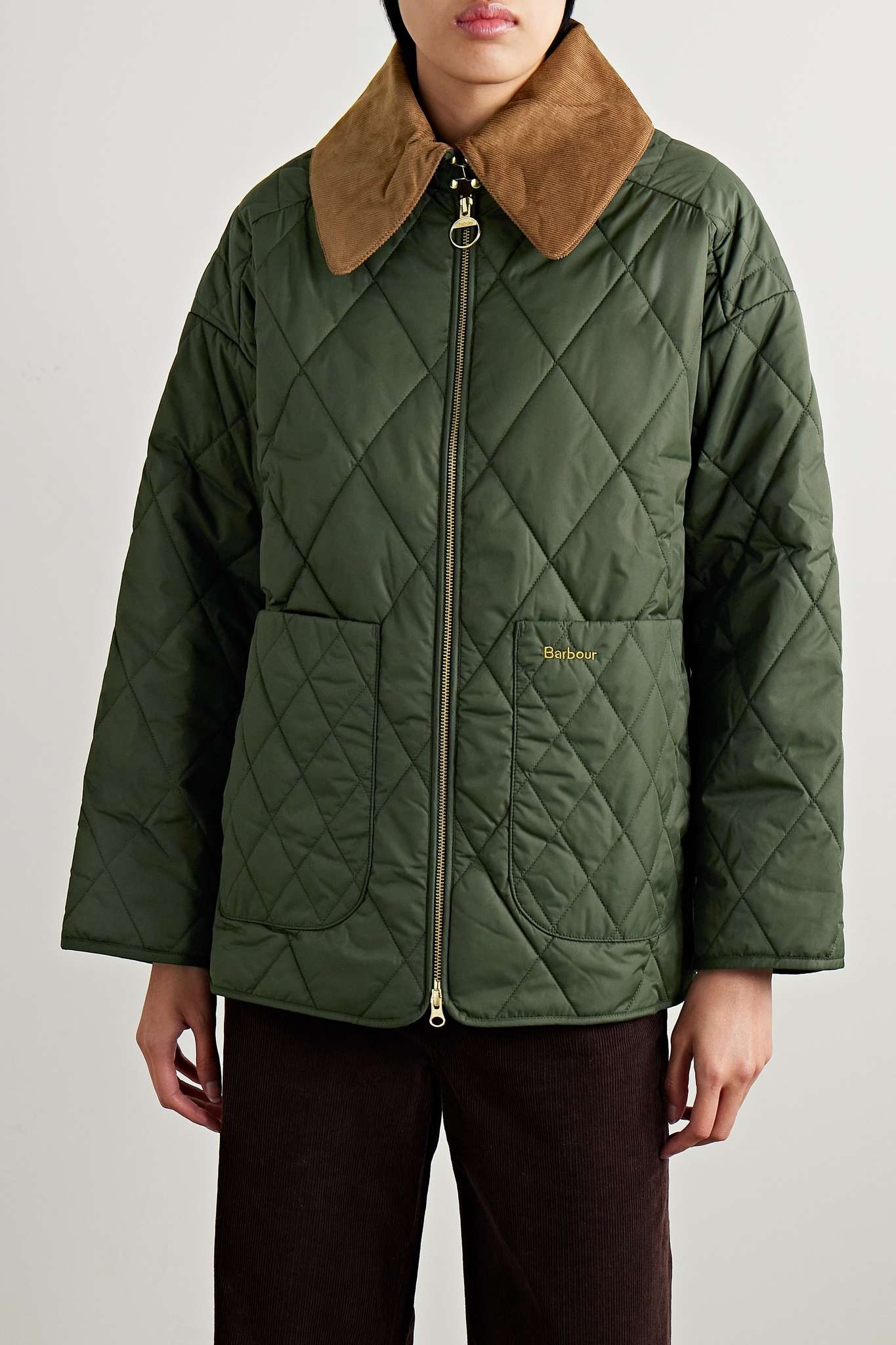 Barbour corduroy-collar quilted jacket - Green